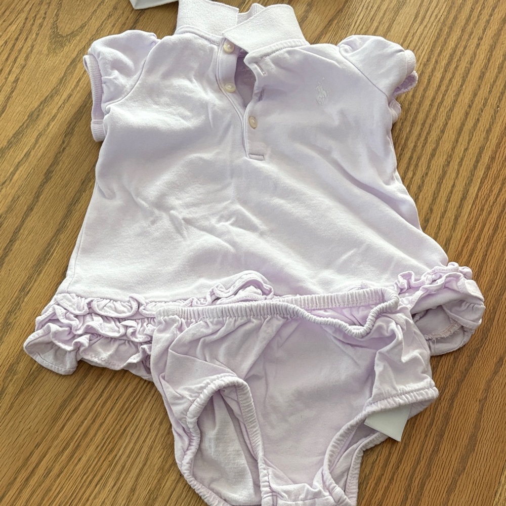 Lavender Baby Polo Onesie Set